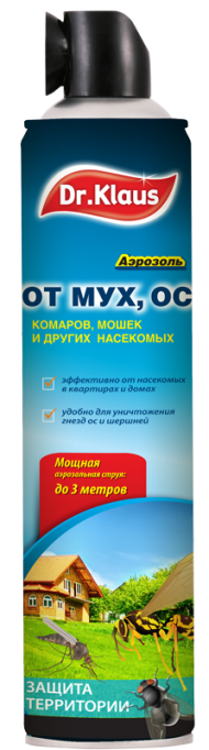 Аэрозоль от мух, ос и др. летающих насекомых Dr. Klaus (600 мл) Аэрозоль от мух, ос и др. летающих насекомых Dr. Klaus (600 мл)