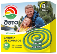 Спирали от комаров ДЭТА (10 штук в упаковкке, с подставками) Спирали от комаров ДЭТА (10 штук в упаковкке, с подставками)