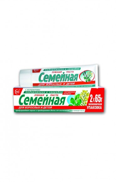 Паста зубная "Семейная" с экстрактом подорожника и зверобоя, 130 г (СВОБОДА)